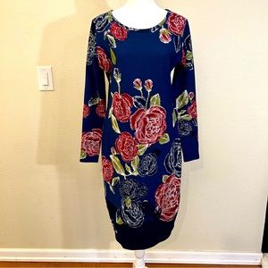 Lularoe Debbie Dress, Navy blue floral, size M